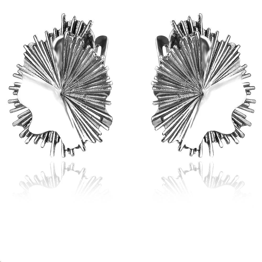Sterling Silver 925 Oxidised Sunburst Earrings “Abstract Flare”