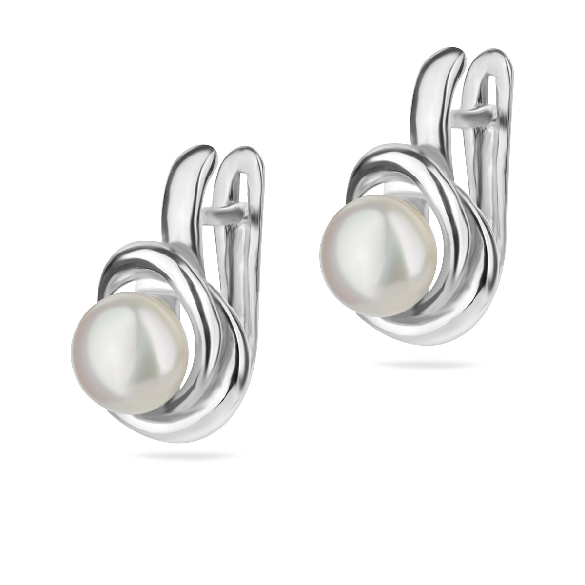 Sterling Silver 925 Freshwater Pearl Earrings “Twisted Grace”