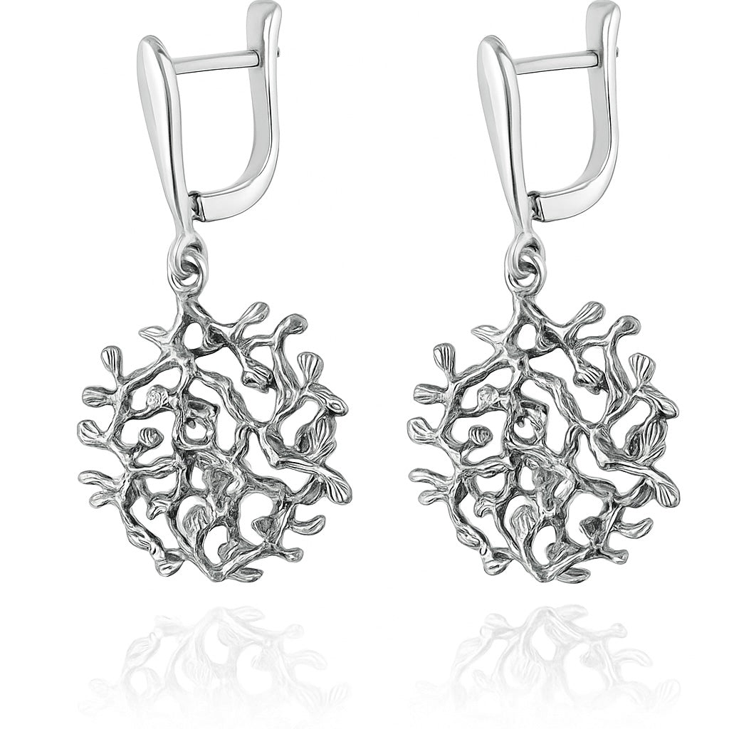 Sterling Silver 925 Dangle Drop Earrings “Sea Coral”