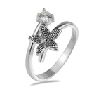 Sterling Silver 925 Daisy Flower CZ Wrap Adjustable Ring "Chloe"