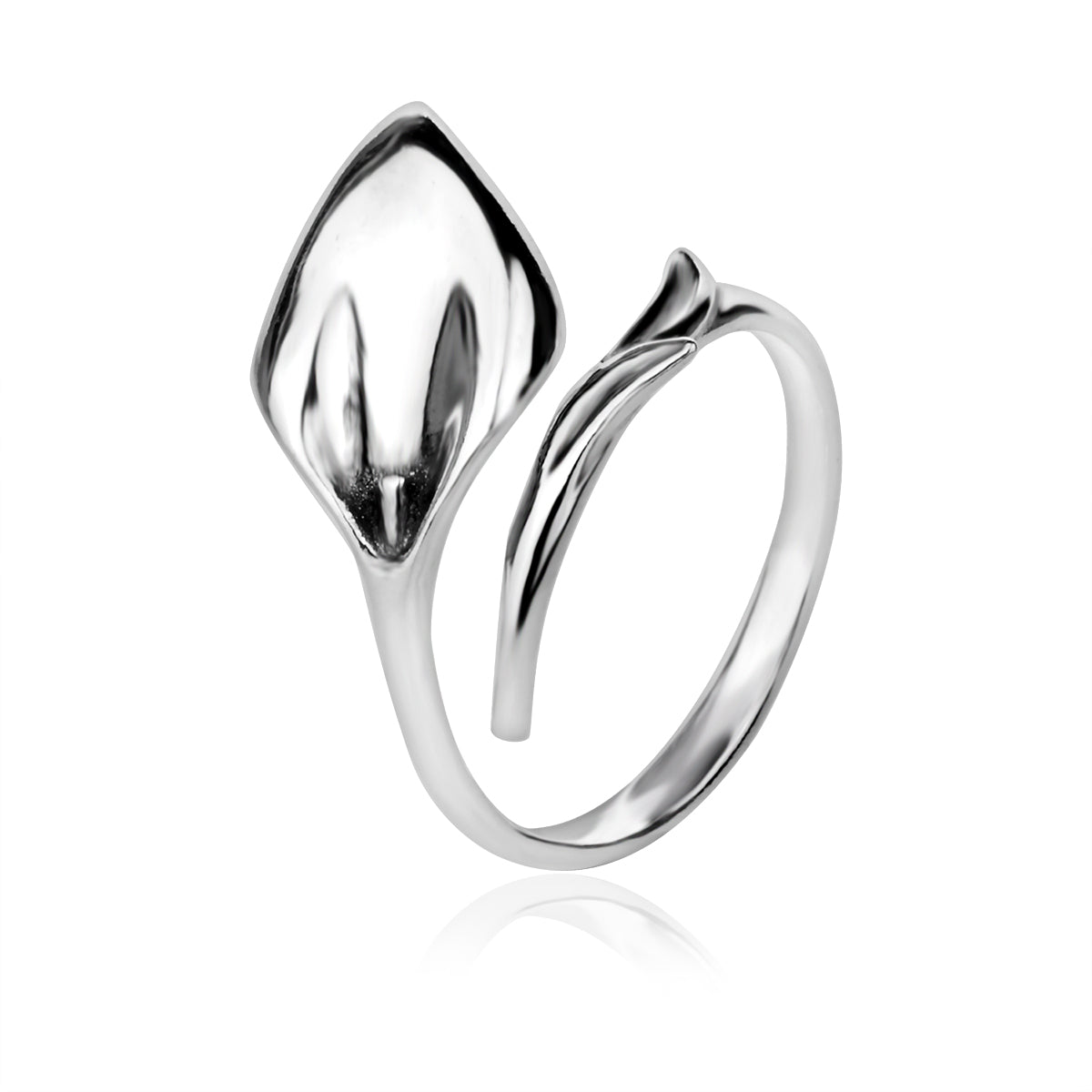 Sterling Silver 925 Calla Lily Wrap Ring Adjustable Sizes "Callista"