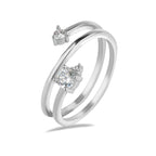 Sterling Silver 925 Adjustable CZ Gemstones Ring "Twyla"