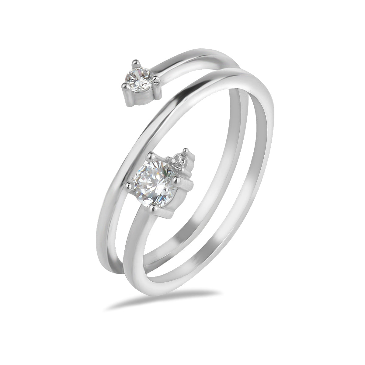 Sterling Silver 925 Adjustable CZ Gemstones Ring "Twyla"