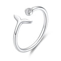 Sterling Silver 925 Mermaid Tail CZ Wrap Adjustable Ring "Marina"