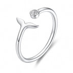Sterling Silver 925 Mermaid Tail CZ Wrap Adjustable Ring "Marina"