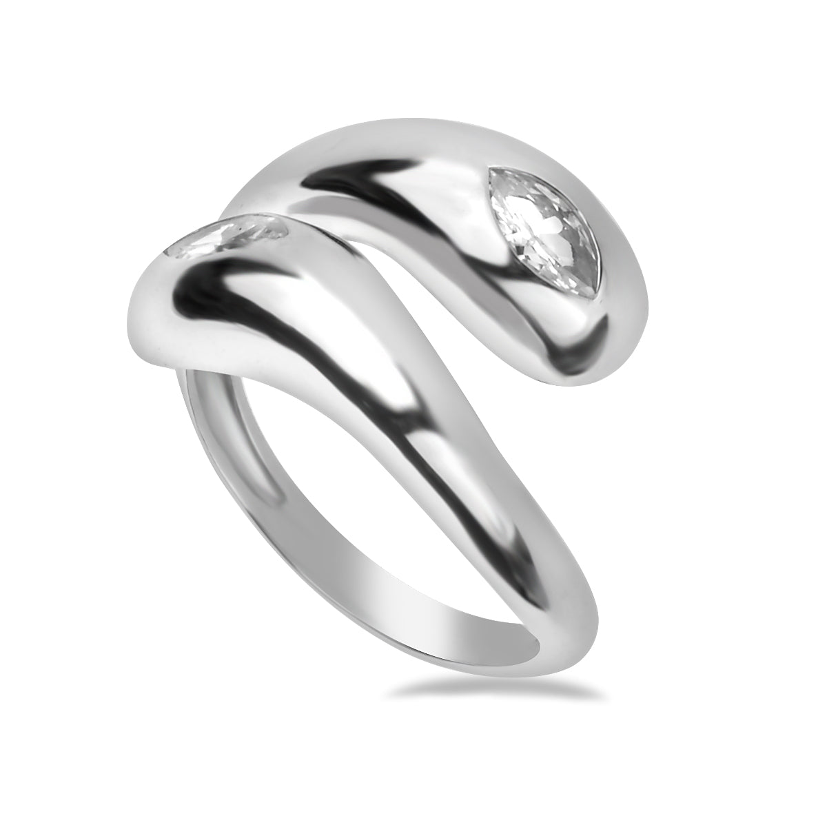 Sterling Silver 925 Marquise CZ Wave Ring "Allure"