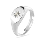 Sterling Silver 925 Starlight Signet CZ Adjustable Ring "Stardust"