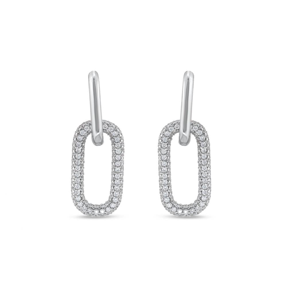 Sterling Silver 925 Dangle Drop Earrings “Urban Link”