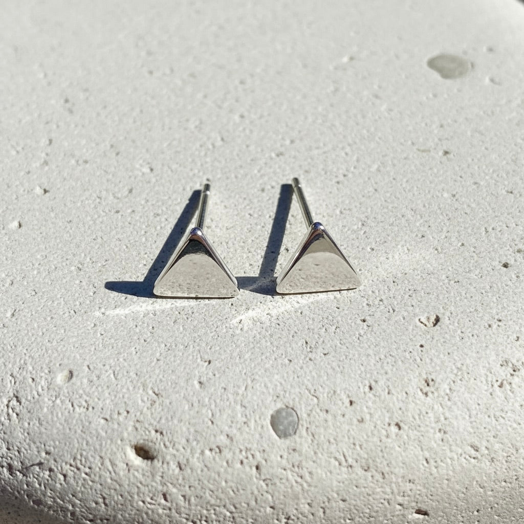 Sterling Silver 925 Triangle Stud Earrings "Trinity"