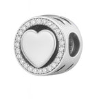 Sterling Silver 925 Sparkling Heart Bracelet Bead Charm “Pure Love”