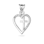 Sterling Silver 925 Heart Cross CZ Pendant "Beau"