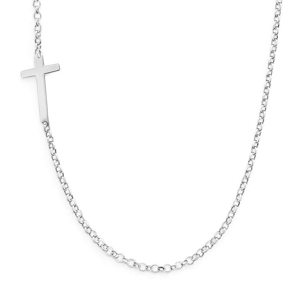 Sterling Silver 925 Sideways Cross Necklace "Humble"