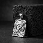 Sterling Silver 925 Virgin Mary and Child Pendant "Holy Icon"