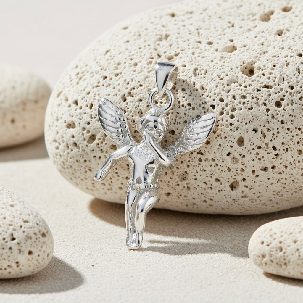 Sterling Silver 925 Guardian Angel Pendant "Blessed Light"