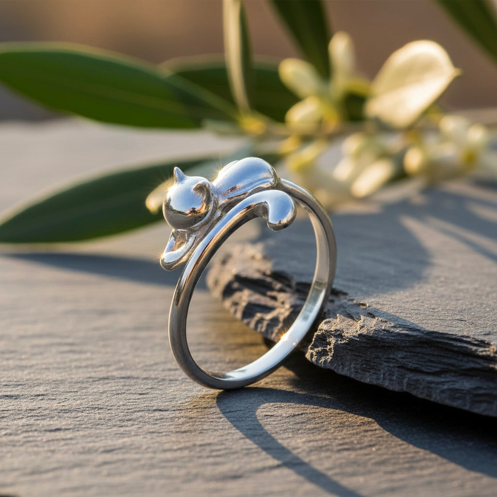Sterling Silber 925 Katzenohren-Wickelring "Elara" verstellbar