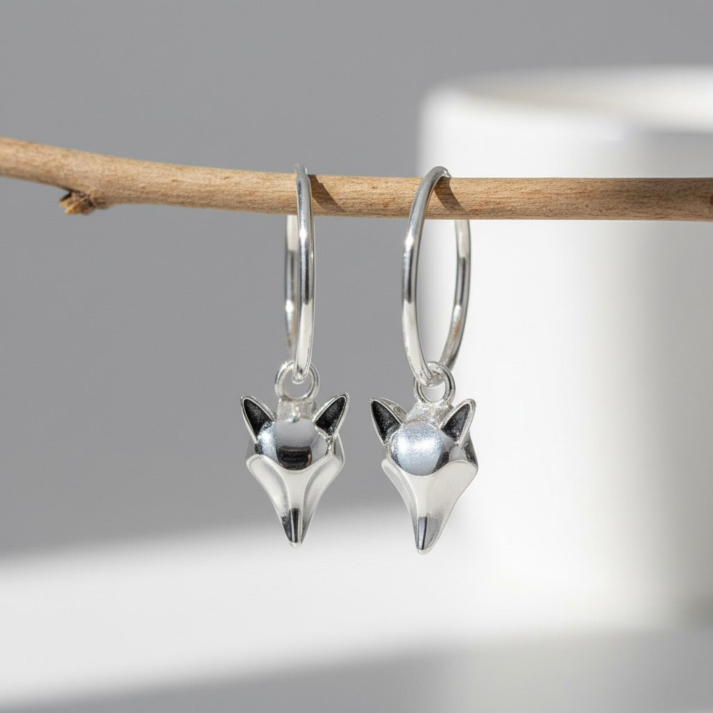 Sterling Silver 925 Fox Hoop Earrings “Sorrel”