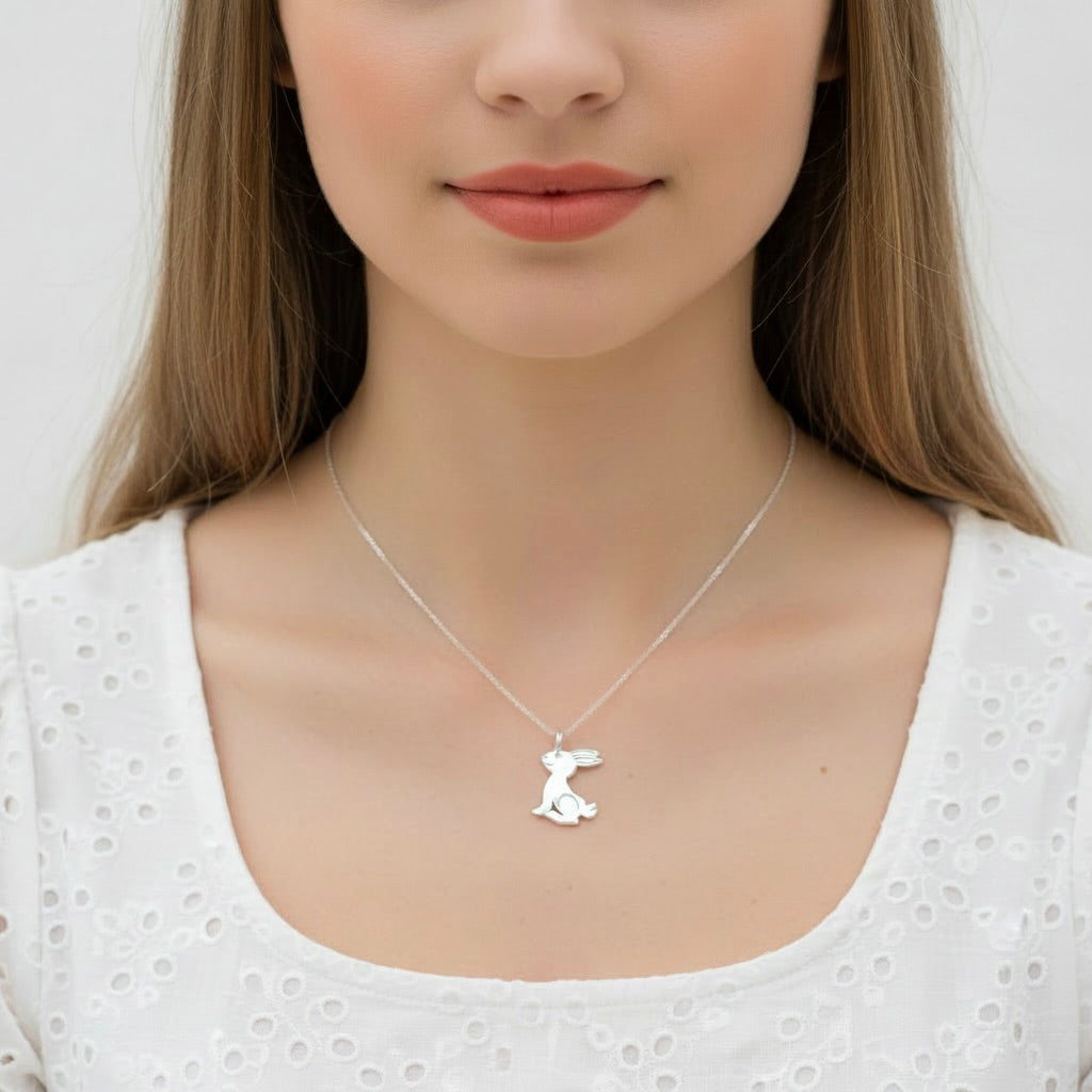 Sterling Silver 925 Bunny Pendant "Lapin"