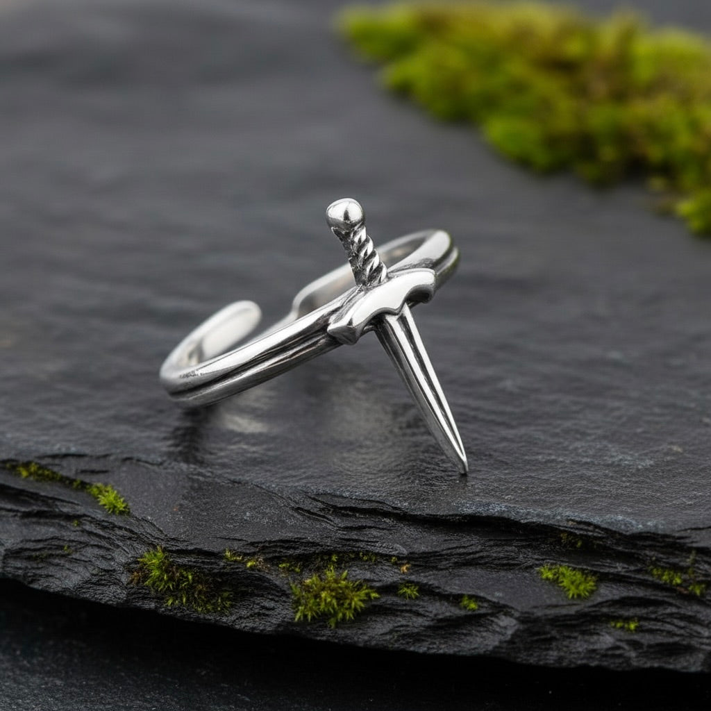 Sterling Silver 925 Sword Adjustable Ring "Valour"