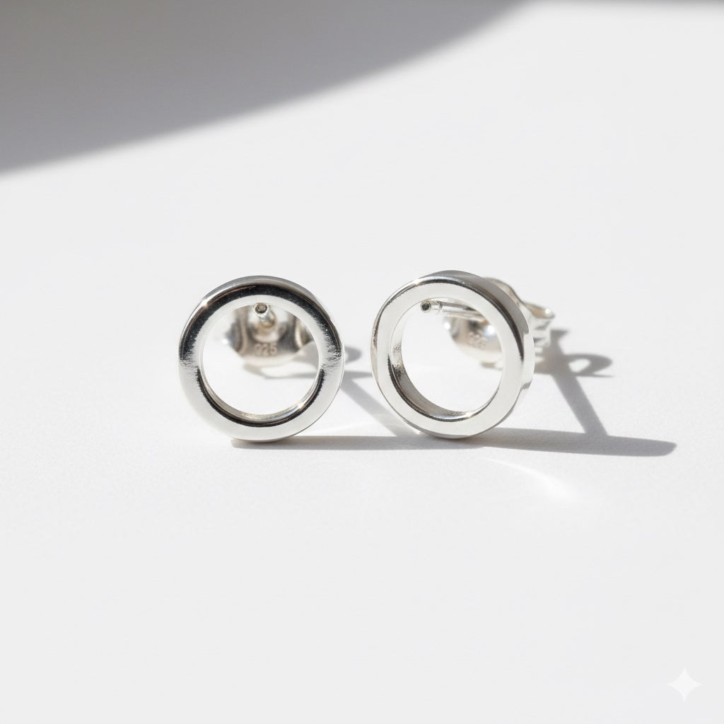 Sterling Silver 925 Open Circle Stud Earrings "Minimal Circle"
