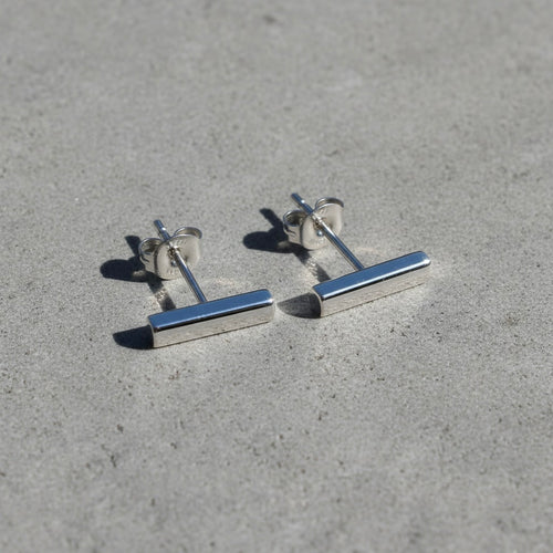 Sterling Silver 925 Bar Stud Earrings "Minimalist Bar"