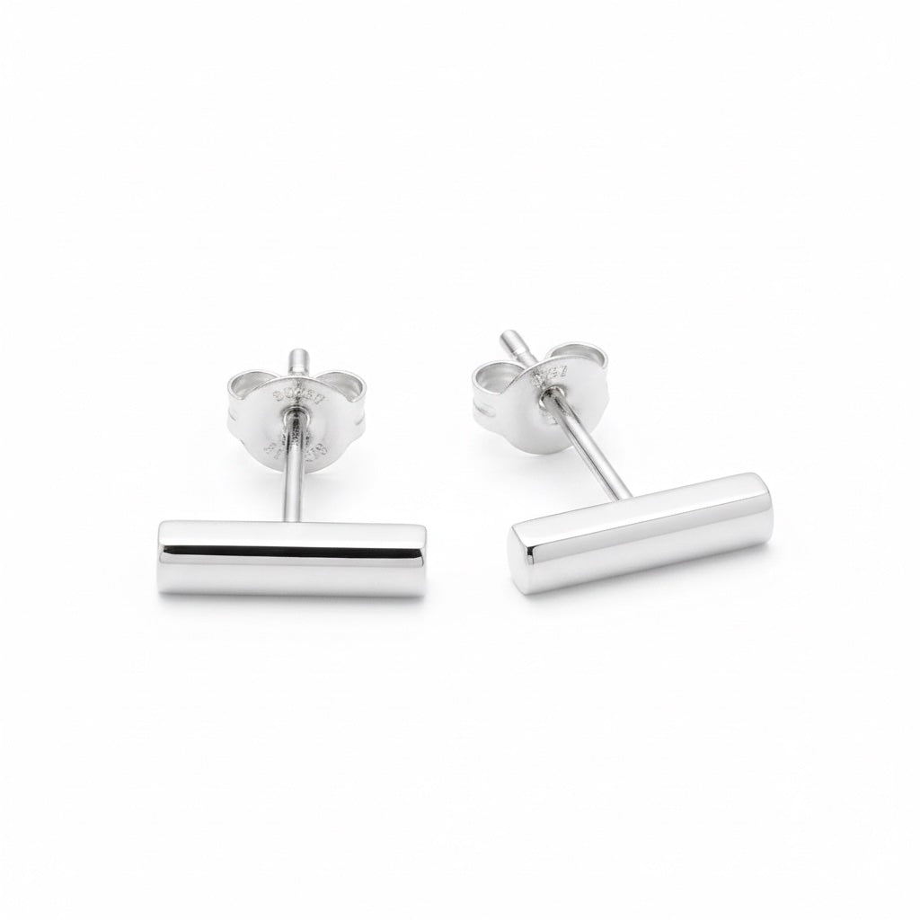 Sterling Silver 925 Bar Stud Earrings "Minimalist Bar"