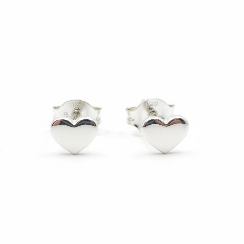Sterling Silver 925 Heart Stud Earrings “Pure Love”