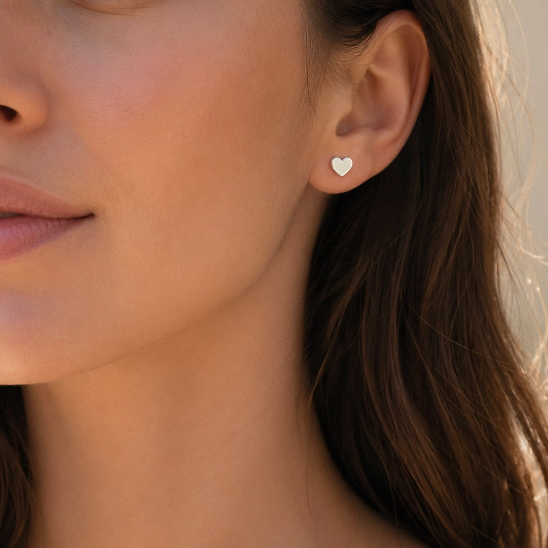 Sterling Silver 925 Heart Stud Earrings “Pure Love”