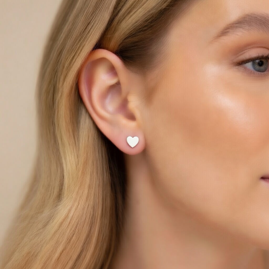 Sterling Silver 925 Heart Stud Earrings “Pure Love”