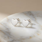 Sterling Silver 925 Heart Stud Earrings “Pure Love”