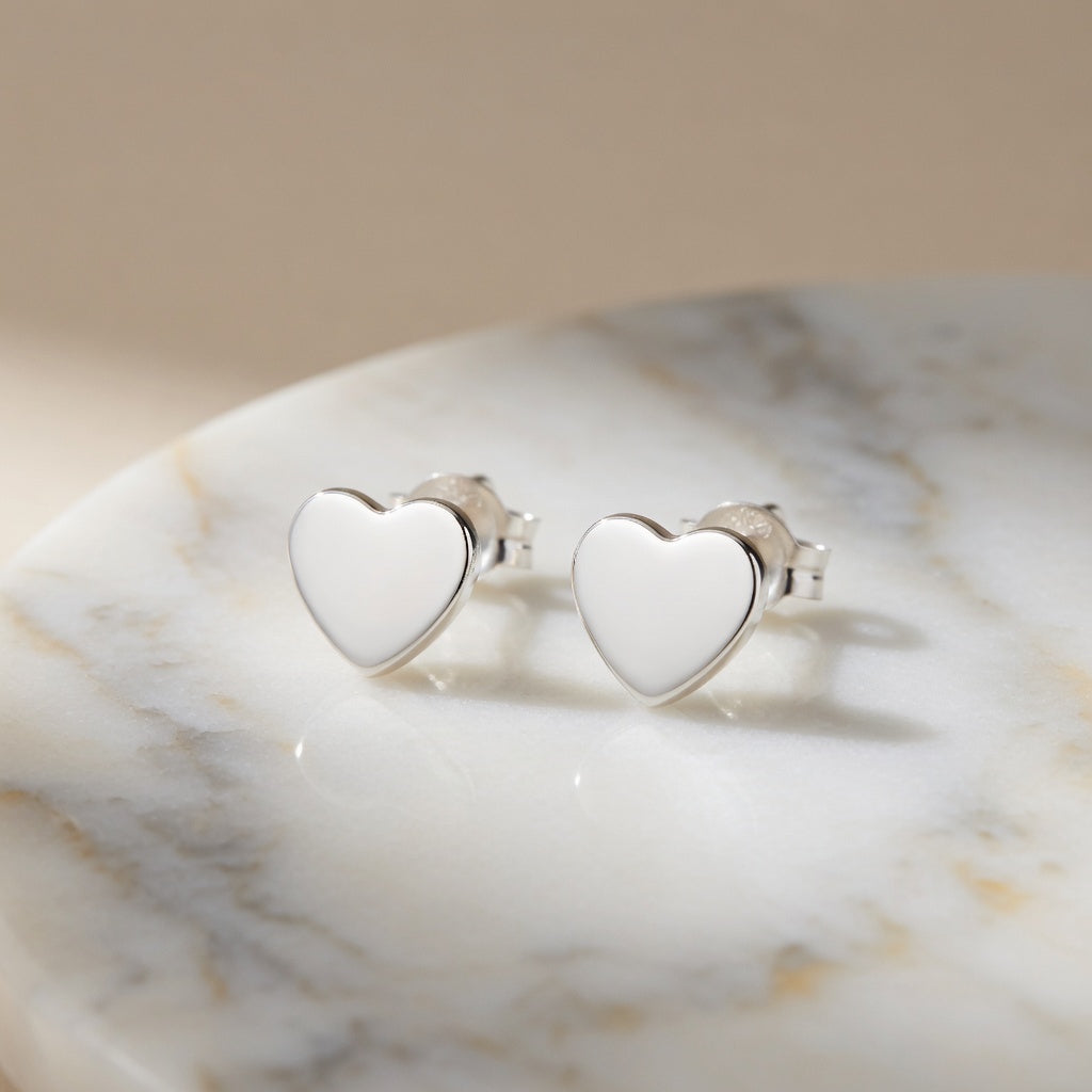 Sterling Silver 925 Heart Stud Earrings “Pure Love”