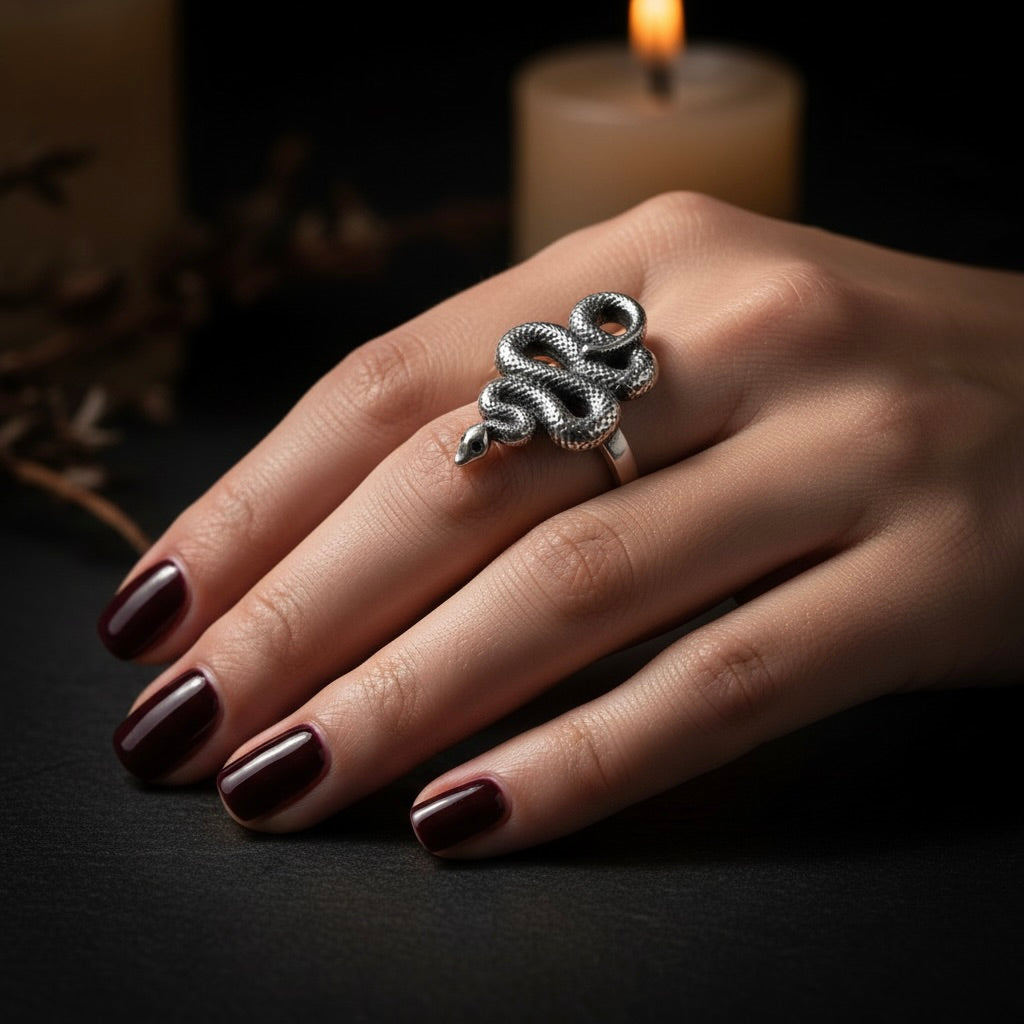 Sterling Silver 925 Snake Ring Adjustable Size "Helix"