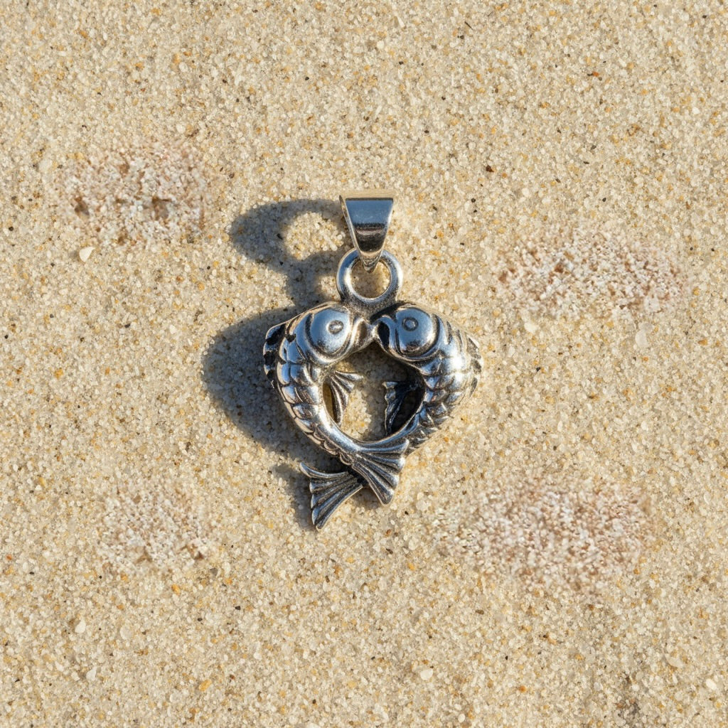Sterling Silver 925 Intertwined Fish Pisces Pendant "Twin Tides"