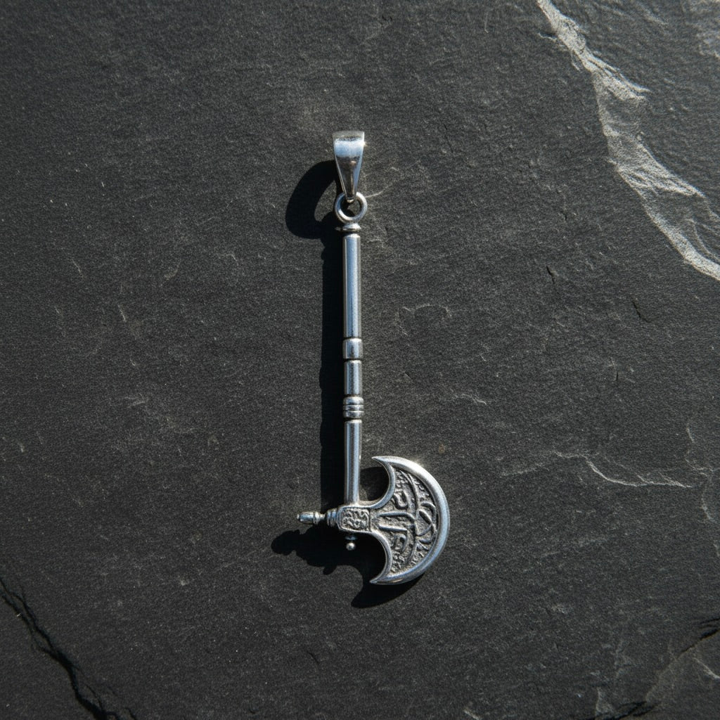 Sterling Silver 925 Viking Axe Oxidised Pendant "Nord"