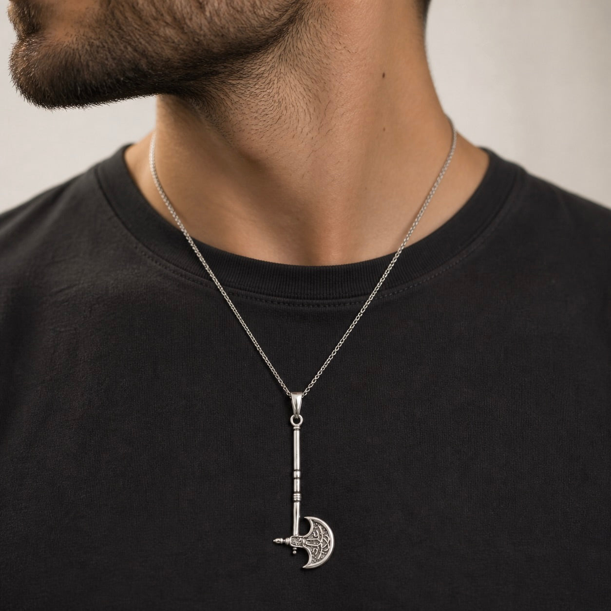 Sterling Silver 925 Viking Axe Oxidised Pendant "Nord"