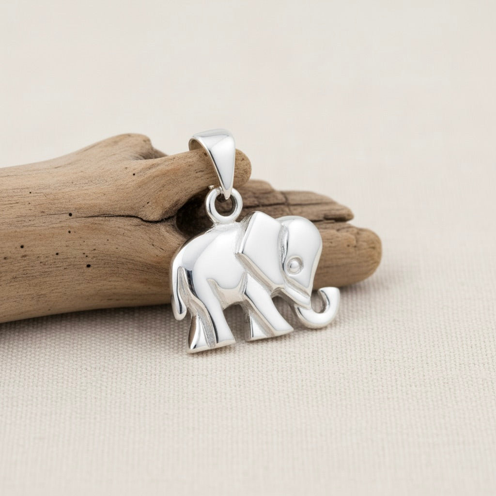 Sterling Silver 925 Elephant Pendant "Good Luck"
