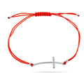 Red String Bracelet with Serling Silver 925 Cross Charm "Blessed"