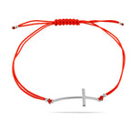 Red String Bracelet with Serling Silver 925 Cross Charm "Blessed"