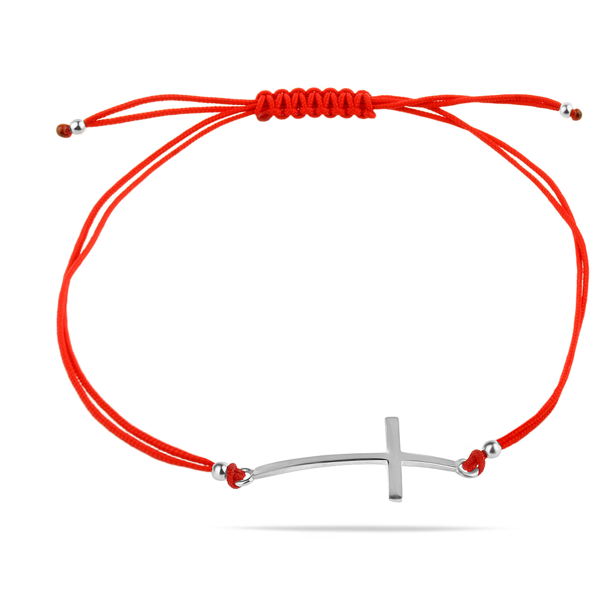 Red String Bracelet with Serling Silver 925 Cross Charm "Blessed"