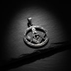 Sterling Silver 925 Round Masonic Pendant "The G"