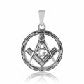 Sterling Silver 925 Round Masonic Pendant "The G"