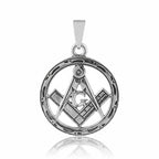 Sterling Silver 925 Round Masonic Pendant "The G"