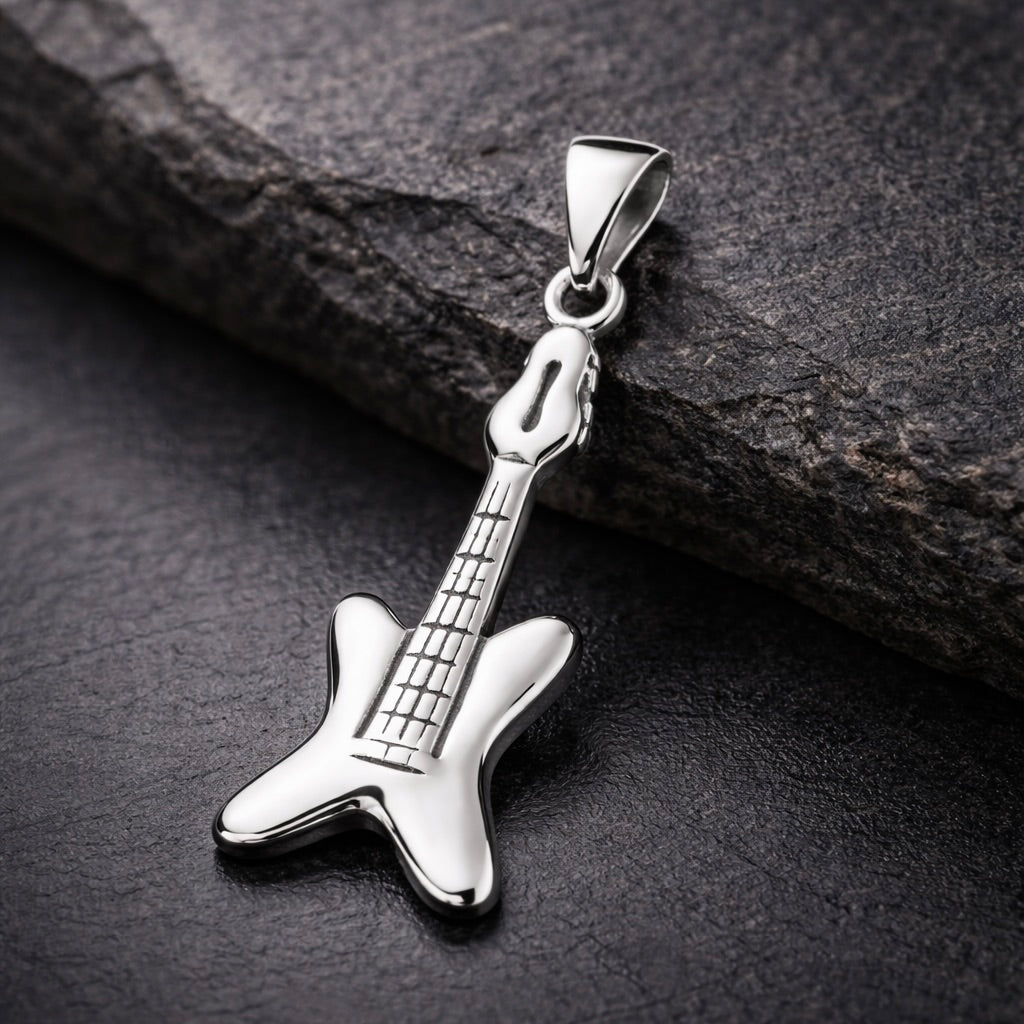 Sterling Silver 925 Guitar Unisex Pendant “Rock Star”