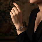 Sterling Silver 925 Bangle Open Bracelet “Leaf Whisper”