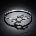 Sterling Silver 925 Bangle Open Bracelet “Leaf Whisper”