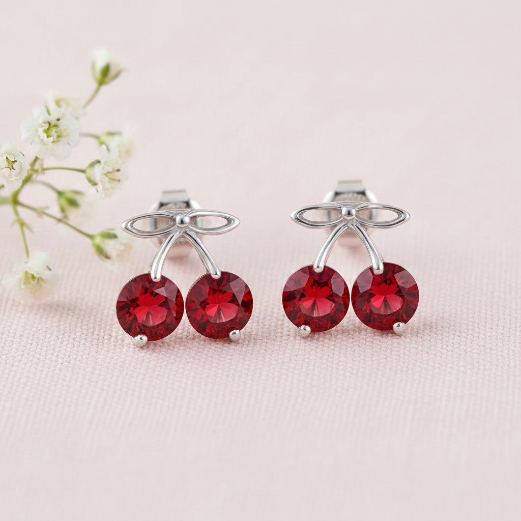 Ohrstecker aus 925er Sterlingsilber „Sweet Scarlet“ Kirsche