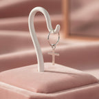Sterling Silver 925 Single Hoop Cross Earring "Petite Faith"