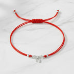 Red String Bracelet with Sterling Silver 925 Bow Charm “Little Wish”