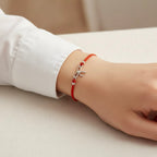 Red String Bracelet with Sterling Silver 925 Bow Charm “Little Wish”