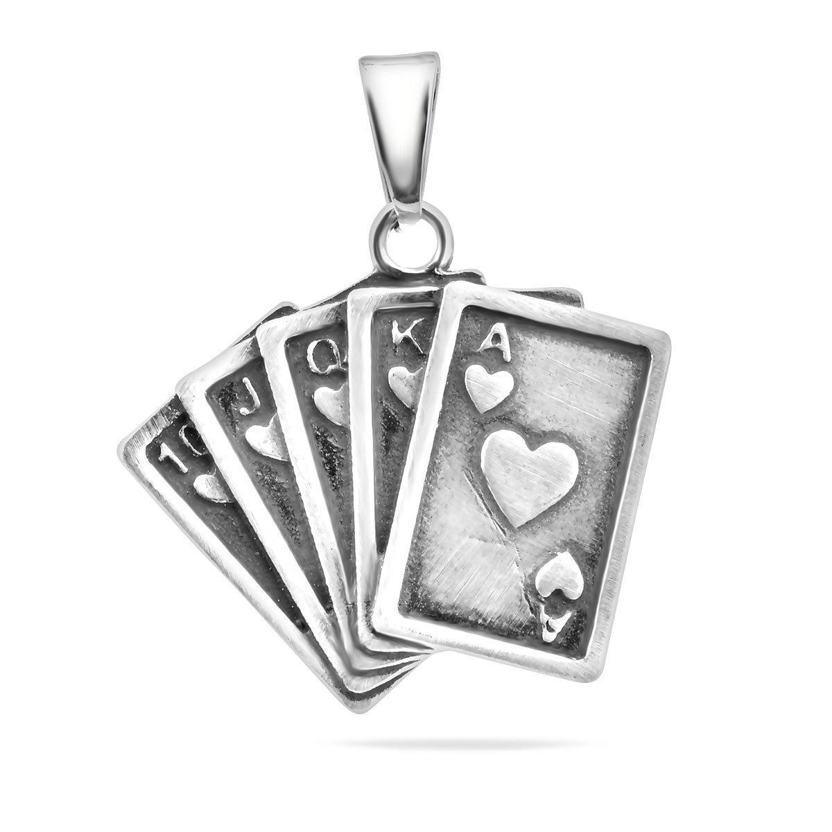 Sterling Silver 925 Gambling Pendant "Royal Flush"