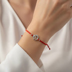 Red String Bracelet with Sterling Silver 925 Baby Feet Charm “First Steps”